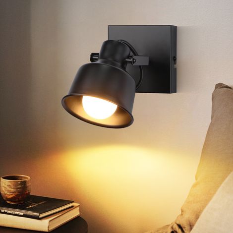 GBLY Deckenstrahler 1 Flammig Schwarz: Vintage Wandstrahler Schwenkbar 350° MAX.40W Spotlight E14 Fassung Retro Küchenlampe für Wohnzimmer Schlafzimmer Büro (ohne Leuchtmittel)