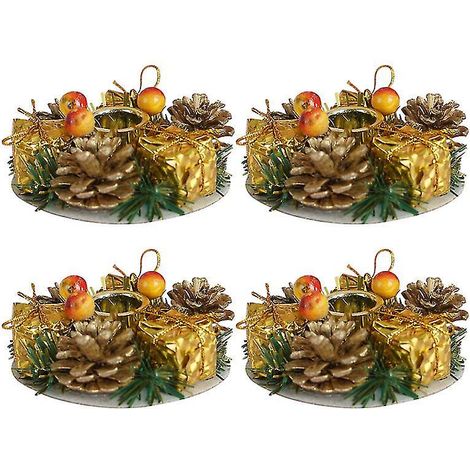 4-teiliges Set Weihnachtskranz-Kerzenständer (1/3)