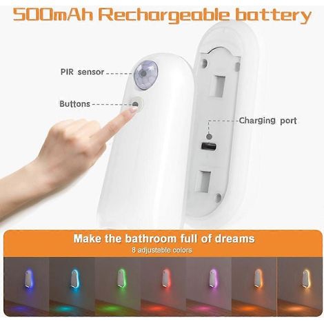 Badezimmer-Lichtprojektor (1 Stück) – Stimmungslicht in 7 Farben – Sensor-Nachtlicht – Geschenkidee fürs Schlafzimmer (1/5)