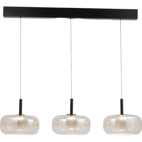 Suspension Led Devero 3X7W 2550Lm Cct À Intensité Variable, Structure En Métal Et Verre Borosilicate Teinté Cognac - Devero (1/3)