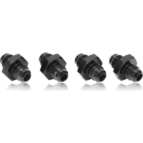 4PCS Raccord AN6 Mâle à AN6 Adaptateur de Ligne Carburant Droit Aluminium Noir Anodisé pour Union Évasée (1/5)