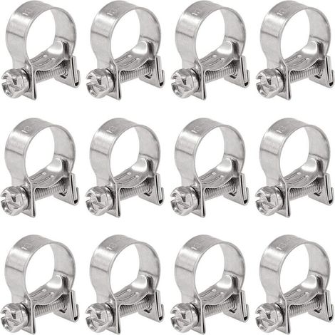 Lot de 12 colliers de serrage en acier inoxydable 304, diamètre 13–15 mm (1/5)