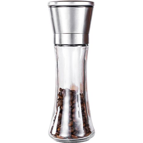 Moulin À Sel Et Moulin À Poivre - Verre Et Acier Inoxydable - Réglable Manuel - Pour Cuisine Et Salle À Manger - Lot De 2 (1/5)