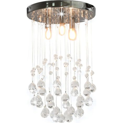 Les Tendances – Plafonnier en cristal argenté avec perles – 3 ampoules G9 – Dimensions 25 x 40 cm – Éclairage optimal pour intérieur moderne (1/5)