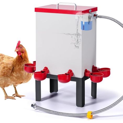 Abreuvoir poules 15 l avec 6 gobelets Distributeur d'eau automatique poules Abreuvoir automatique acier inoxydable Abreuvoir automatique poulet canard oie dinde (1/5)