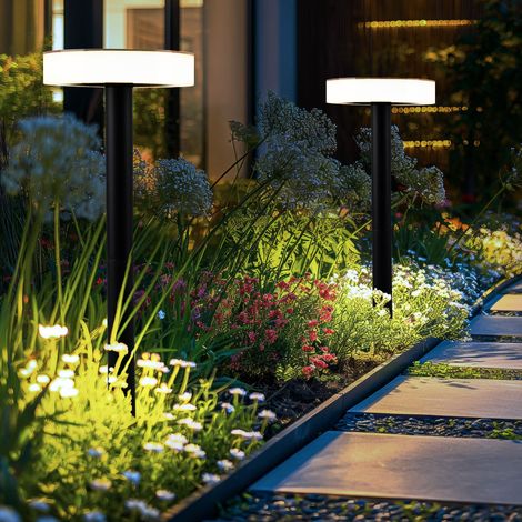 Wegleuchte Garten außen Außenleuchte Stecklampe Erdspieß Solarleuchte Akku, Kunststoff, schwarz opal, 1x LED, DxH 15,3x56,1 cm, 2er Set