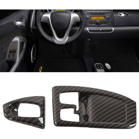 Cache-cadre de lève-vitre intérieur texturé en fibre de carbone pour Smart Fortwo W451 2011-2014 (1/5)