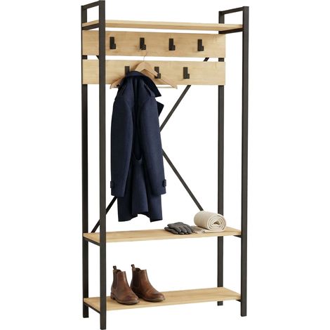 Appendiabiti Celiera, 7 Ganci, Installazione a Terra, Colore Struttura Nero, 180h cm Marrone Antracite
