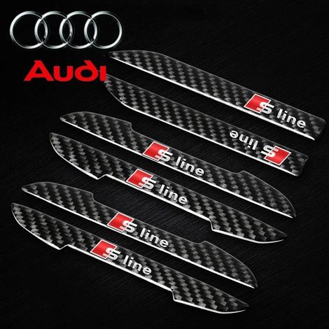 (Baguette noire à six bandes) Protection de bord anti-collision pour portières de voiture, accessoires auto compatibles avec Audi Sline A1 A2 A3 A4 B5 B6 B7 B8 A5 A6 A7 A8 Q2 Q3 Q5 Q7 (1/4)