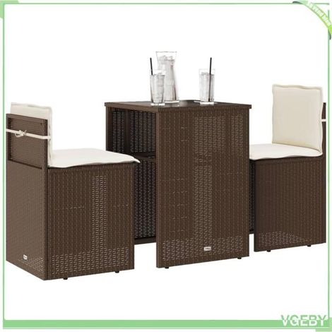 Ensemble de bistro 3 pcs - FAFEICY - 4003870 - Marron - Résine tressée - Coussins amovibles lavables (1/5)