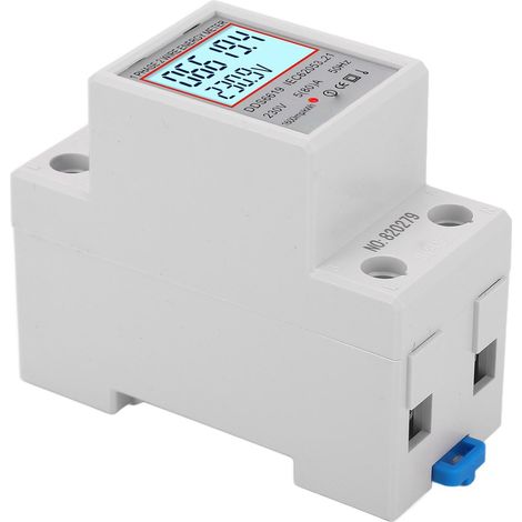 Einphasiger digitaler LCD-Stromzähler, 2-polige DIN-Schiene, 5 A, 230 V AC, mit Hintergrundbeleuchtung, Verbrauchsmessung (1/5)