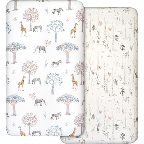 Lot de 2 Draps-housses Microfibre Respirants Pour Matelas De Berceau Ovale Et Sablier (1/5)