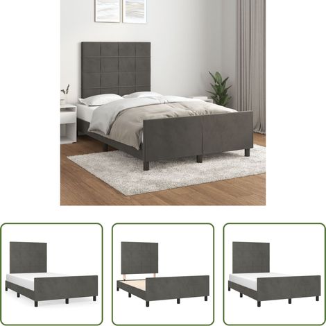 Kopfteil - Bettgestell ohne Matratze Dunkelgrau 120x190 cm Samt (1/5)