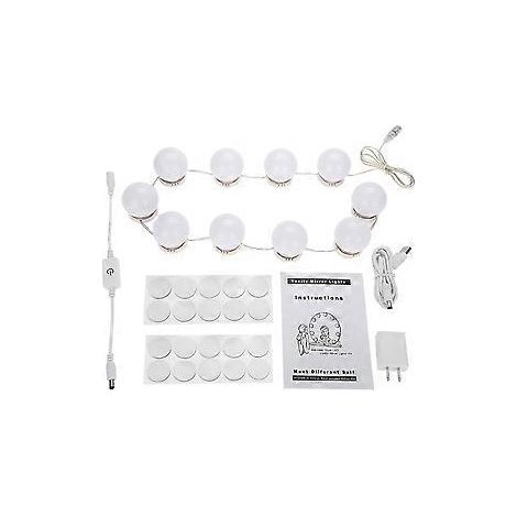 LED-Spiegelleuchte, Kosmetiktischlampen-Set mit 10 Glühbirnen