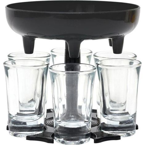 Northix Dispensador de 6 Vasos de Chupito Negros 13 cm