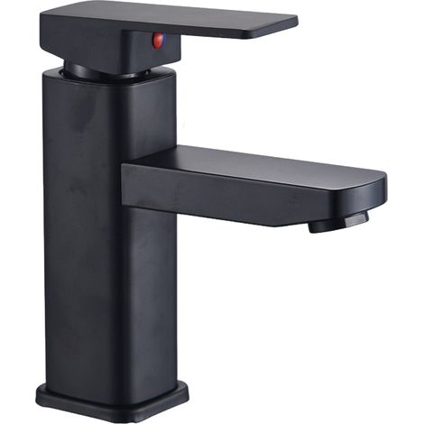 Grifo mezclador para lavabo de baño My Black Hole, agua fría y caliente, antisalpicaduras, duradero para lavabos estándar.