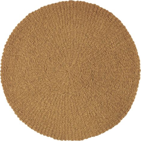 Runder Jute-Teppich, 120 cm Durchmesser.