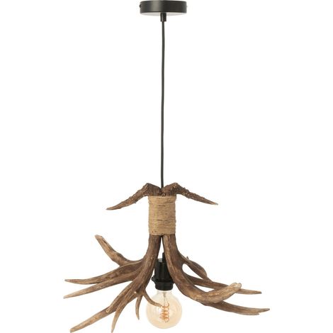 Plafonnier design bois de cerf marron en polyresine élégante - Marron bois de cerf naturel (1/5)