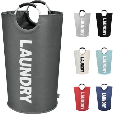 Grand panier à linge 90 L, sac à linge pliable, panier à linge haut autoportant, panier à linge pliable (gris foncé) (1/5)