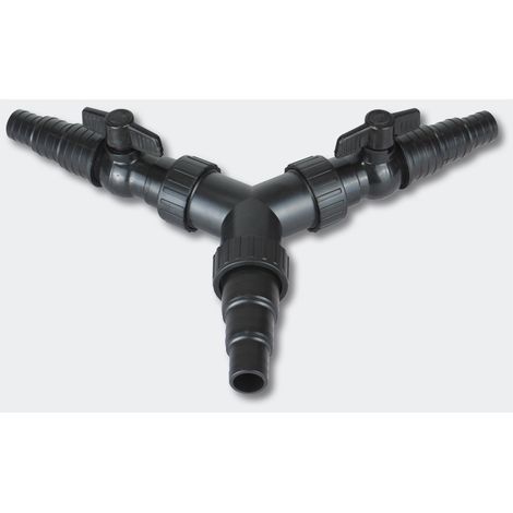 Té Raccord 3 sorties avec robinets pour Tuyau d'aquarium ou bassin de jardin 25 - 32 - 38 mm (1/4)