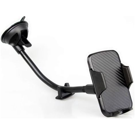 Support Téléphone Voiture Ventouse, 360° Pare-Brise Telefoon Houder Auto, tuyau rallongé de 320 mm,Noir (1/5)