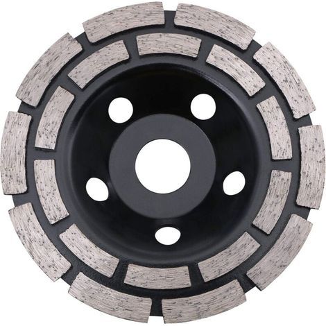 Disque Diamant Abrasif, Meule boisseau diamantée, Disque Diamant 125 à Meuler le Béton, meule Diamantée Double Rangée pour Poncer Béton, Pierre, Granit Chape, Maçonnerie, Usage Universel (1/4)