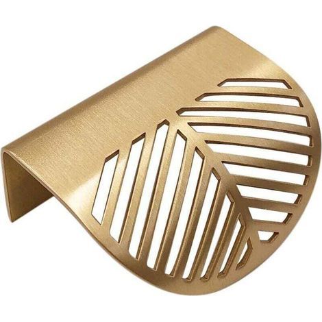4-teiliges Set blattförmiger Schrank-, Schubladen- und Kleiderschranktürgriffe aus Messing in Gold, Küchentür- und Schubladengriffe (1/4)