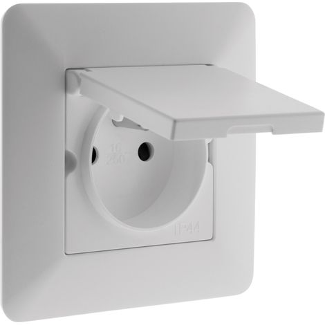 Zenitech – Prise de courant encastrable étanche IP44 – 2 pôles + terre – Installation sécurisée pour environnements humides – Couleur blanche