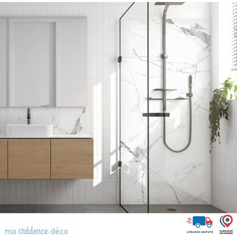 Panneau de douche : Marbre blanc 1 - Alu composite - 90 - 245 (1/3)