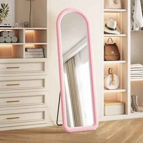 Miroir pleine longueur style français romantique, forme arquée 160×50 cm, rose, pose murale ou sur pied (1/5)