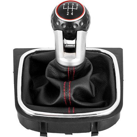 Adapté aux voitures Volkswagen Golf et Jetta, ce pommeau de levier de vitesses à 6 rapports noir, blanc et rouge, avec protection anti-poussière, est un accessoire élégant et attrayant. (1/4)