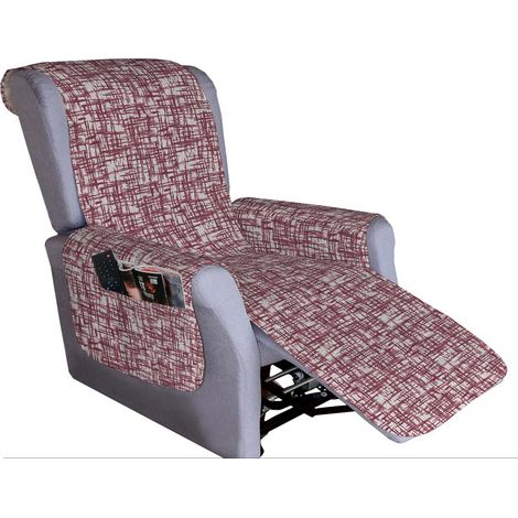 Copripoltrona per Poltrona reclinabile Relax con Doppie Tasche Reticolo rosso