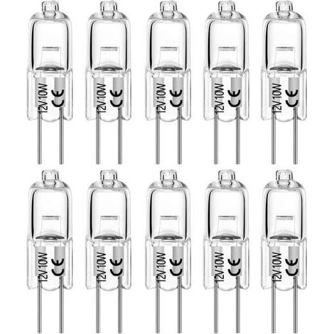 Ampoules halogènes G4 10W 12V T3 JC Type 2 broches de remplacement de base pour armoire Puck Light Track Lighting Dimmable (10 (1/4)