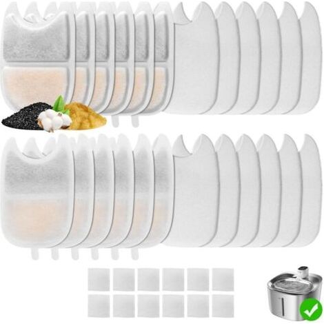 12 Pièces Filtre Fontaine a Eau Chat pour FEELNEEDY 135 FL oz/4L fontaine chat eau YPD-C004, comprend 12 Filtre Fontaine Chat(12+12+12) (1/4)