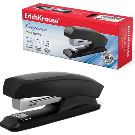 Erichkrause Hefter elegance half-strip - widerstandsfähig a- stoßfest - permanent und temporär heften - Farbe schwarz