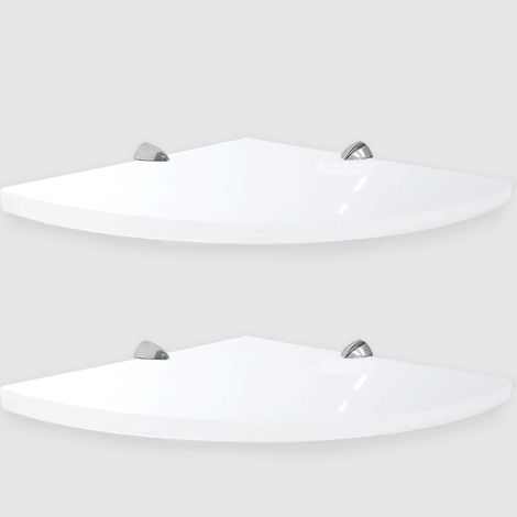 ALEDA STONE Quick Shelf 2 mensole angolari in marmo naturale cotone lucido cm 22,9 con 4 reggimensola codice prod: CTOA2QLU15 (1/2)