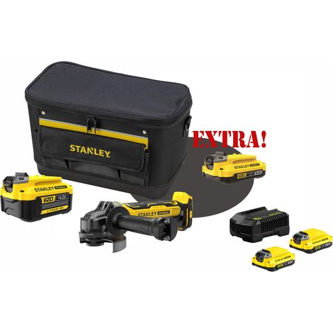 Kit Smerigliatrice a batteria 18V V20 Brushless SFMCG700B + Batteria al Litio 18 Volt LI-Ion 4.0 Ah V20 SFMCB204 + Set energia + EXTRA OMAGGI FATMAXB. STANLEYB.