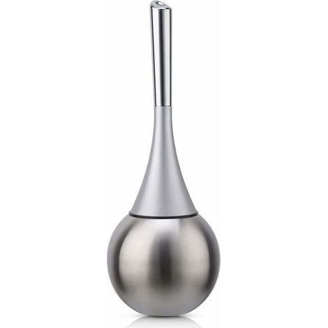 Porte-brosse WC autoportant en acier inoxydable finition brossée polie ensemble WC salles de bains (brosse incluse)-argent (1/5)
