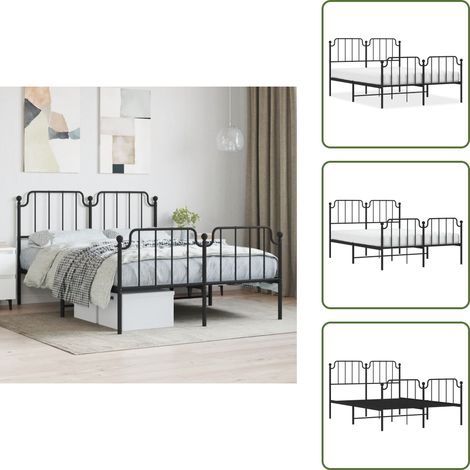 Bettgestell mit Kopf- und Fußteil Metall Schwarz 140x200 cm - Metallbett - Doppelbett - Boxspringbetten - Bettgestell - Schlafzimmereinrichtung