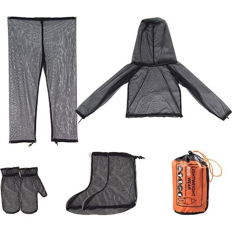 Veste Anti-Moustiques en Maille Polyester Légère et Transparente – Ensemble Complet (Veste, Pantalon, Capuche, Mitaines, Chaussettes) pour Adultes 175–190 cm (1/5)