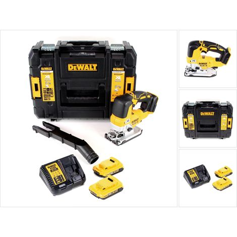 DeWalt DCS 334 D2 Seghetto alternativo a batteria 18V in valigetta T-STAK + 2x Batterie 2,0Ah + Caricabatterie