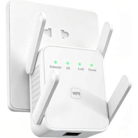 Répéteur WiFi 1200Mbps, Puissant WiFi Booster Double Bande 5GHz & 2.4GHz (1/5)