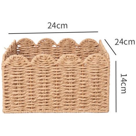 Panier de rangement en corde de papier pour vêtements sales, linge, ustensiles de service, organisateur de rangement léger pour collations et vêtements (24x24x14CM) (1/5)