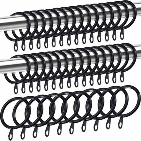 Anillas metálicas para cortinas, anillas para colgar cortinas y barras, anillas deslizantes con ojales de 30 mm de diámetro interior (negras, paquete de 40) (1/5)