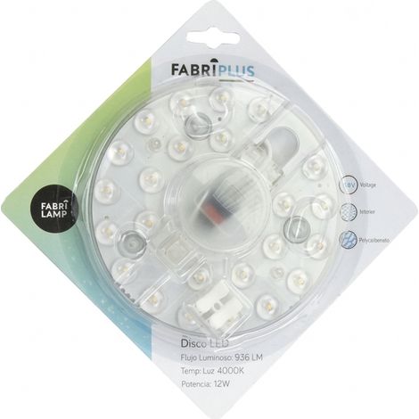 Disco led 12w 4000k rot.weiß Platte 13x13x2,5 cm 936lm