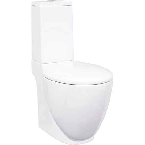 Toilette en céramique Ronde Écoulement d'eau au fond Blanc