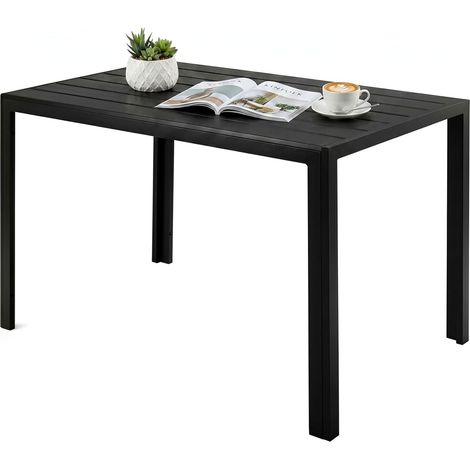 10 x 70 x 73cm Garden Dining Table, 4 to 6 Seater Outdoor Table
Weatherproof WPC Wood-Effect Top, Rustproof Aluminium Frame, Perfect for Patio, Balcony, Garden BBQs, Black (1/5)
