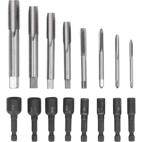 Ortviai Douille à tarauder 1/4" avec rallonge – Lot de 16 pièces (8 douilles + 8 tarauds) en acier allié et HSS (1/5)