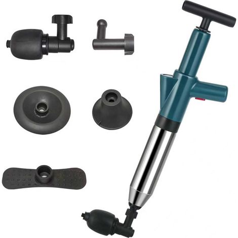 Déboucheur de Toilette à Air Comprimé, Déboucheurs Ventouses avec Baromètre, Ventouse Deboucheur WC avec 4 Têtes de Piston et Gonfleur, Débouchage pour Toilette, Évier, Baignoire (1/5)