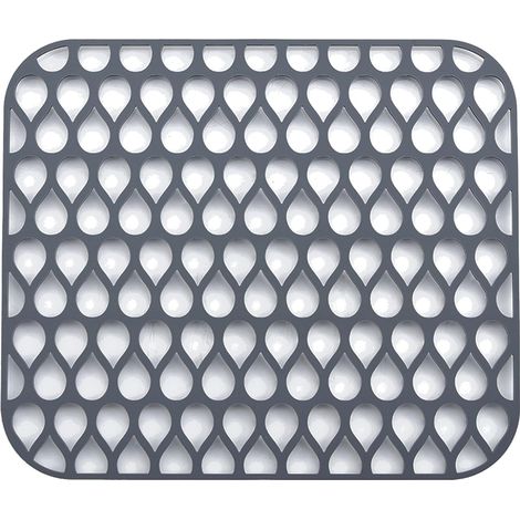 Tappetino in silicone per lavello, 34 x 30 cm, pieghevole e antiscivolo, ideale per proteggere il fondo del lavello e far scolare piatti e bicchieri - grigio